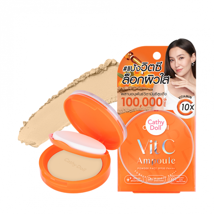 Phấn Phủ Sáng Da Mờ Thâm Cathy Doll Vit C Ampoule Powder Pact SPF50 PA+++ 12g